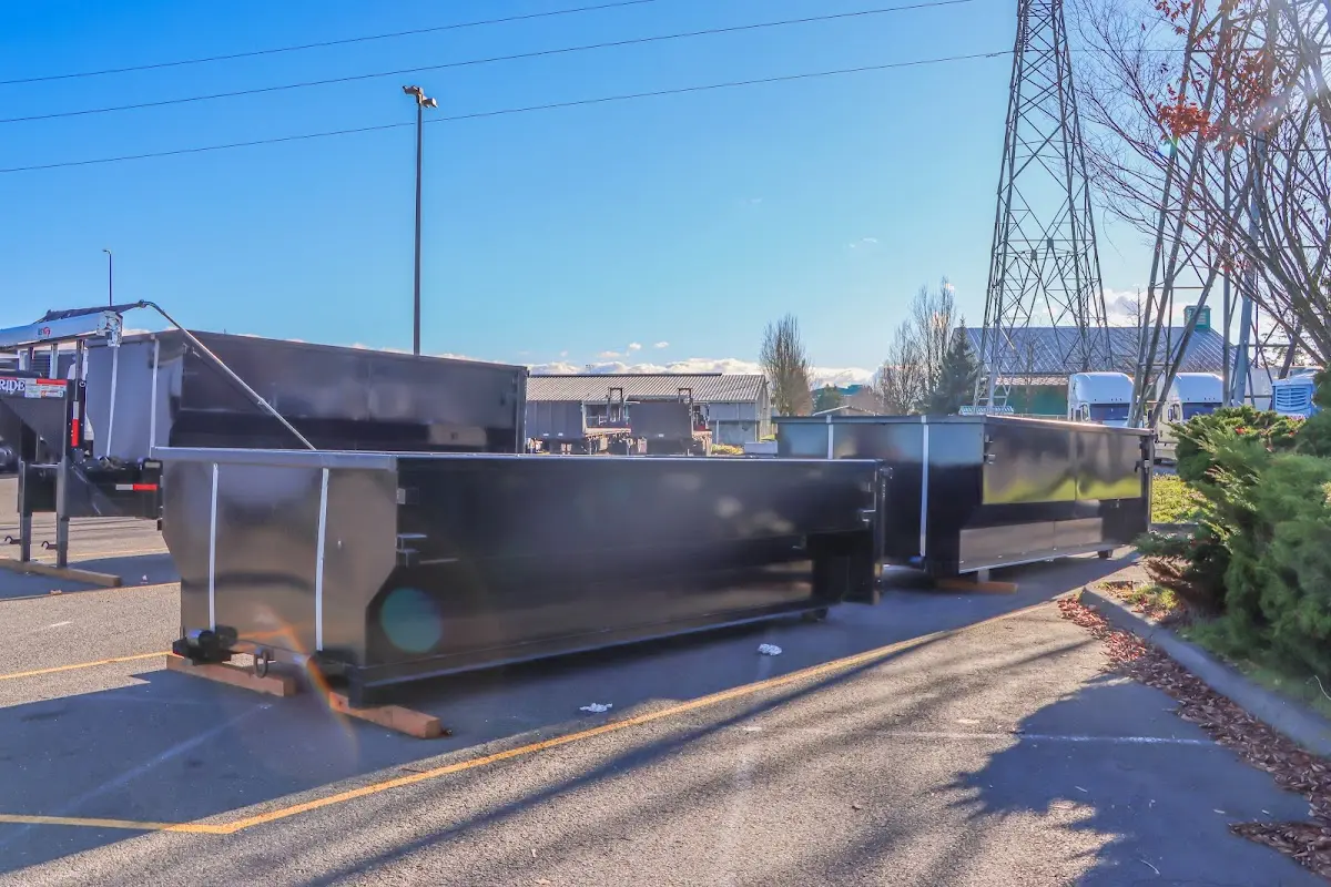 Roll-off dumpster ready for waste disposal at job site for Yard Waste Dumpster Rental in Burnsville